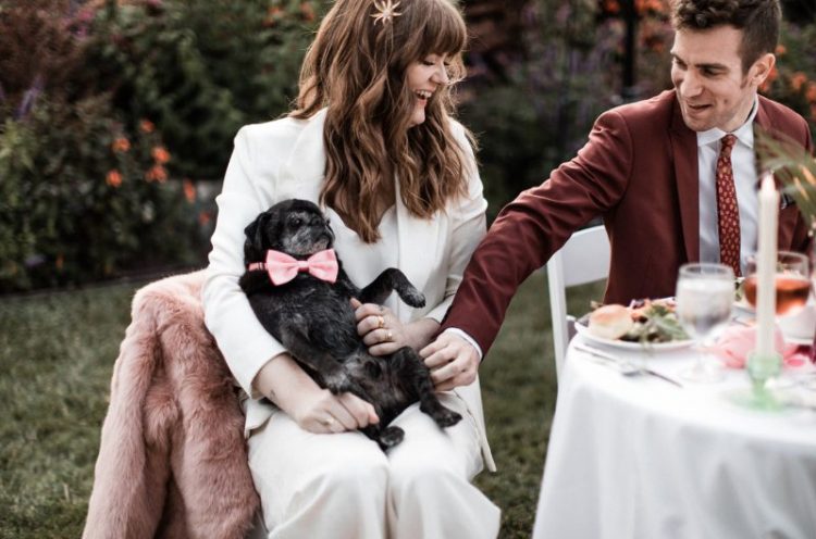 The couple's dog took part in the wedding, too