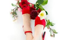 12 The bride was rocking amazing hot red heels with ankle straps to finish off her look