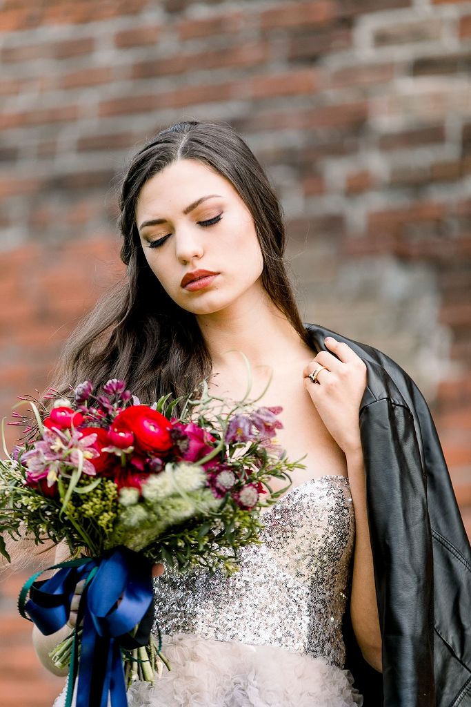 This gorgeous jewel tone wedding shoot was inspired by glam and rock at the same time