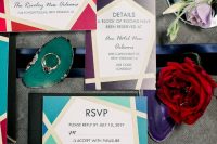 02 The wedding stationery was bright and with geometric tones