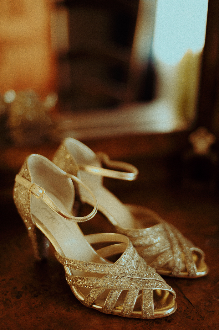 One of the brides was wearing fantastic retro silver glitter wedding shoes