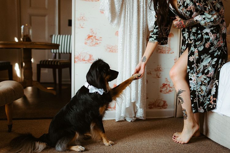 The couple's dog took part in the wedding, too, it was taken with them