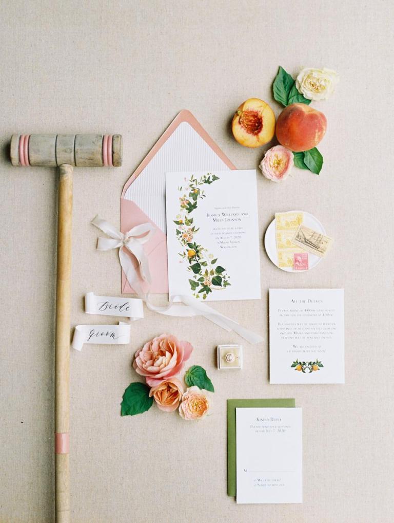 The wedding stationery was done in blush, green and with floral prints and look elegant
