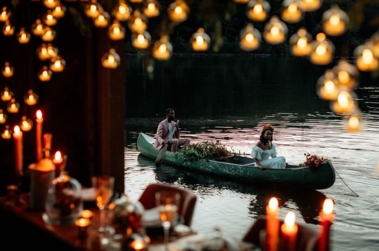 The couple went for a boat ride after the reception