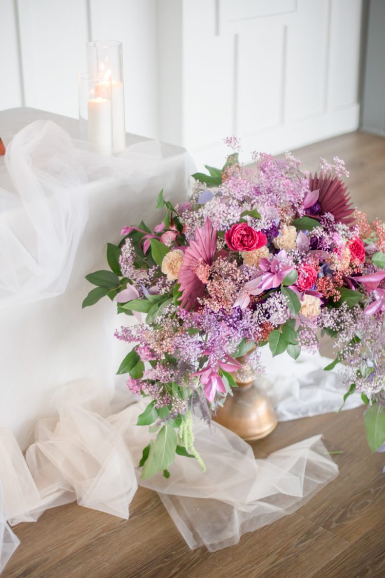 Enjoy the look of super bold florals with lots of colorful dried elements and greenery