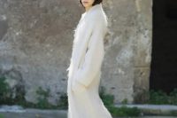 such a mohair coat is a non-typical outerwear solution for a modern bride and it will add texture and interest to your bridal look