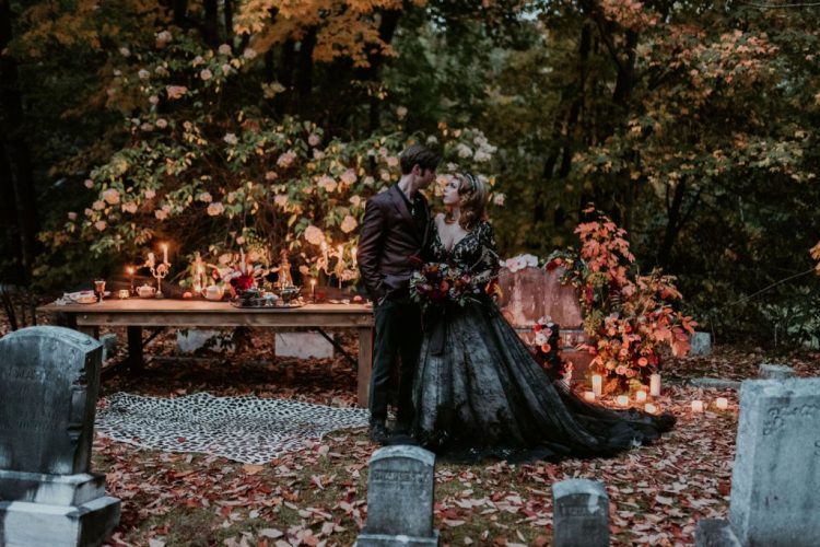 This moody micro wedding at a farm was inspired by Dracula of Bram Stocker