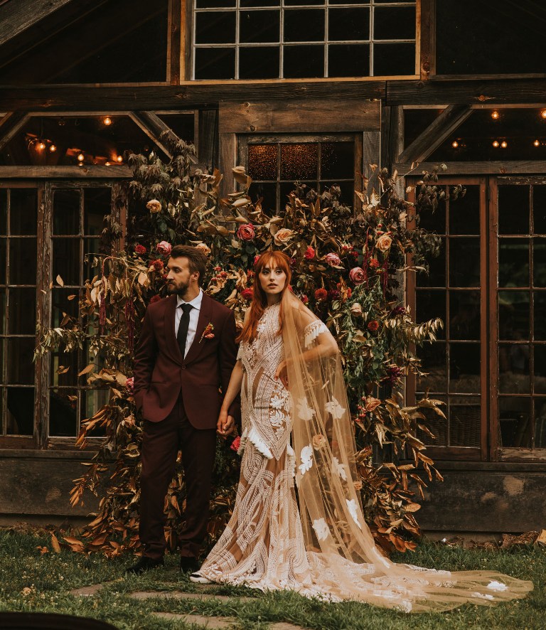 This wedding shoot was done in fall colors and with lots of vintage decor and detailing