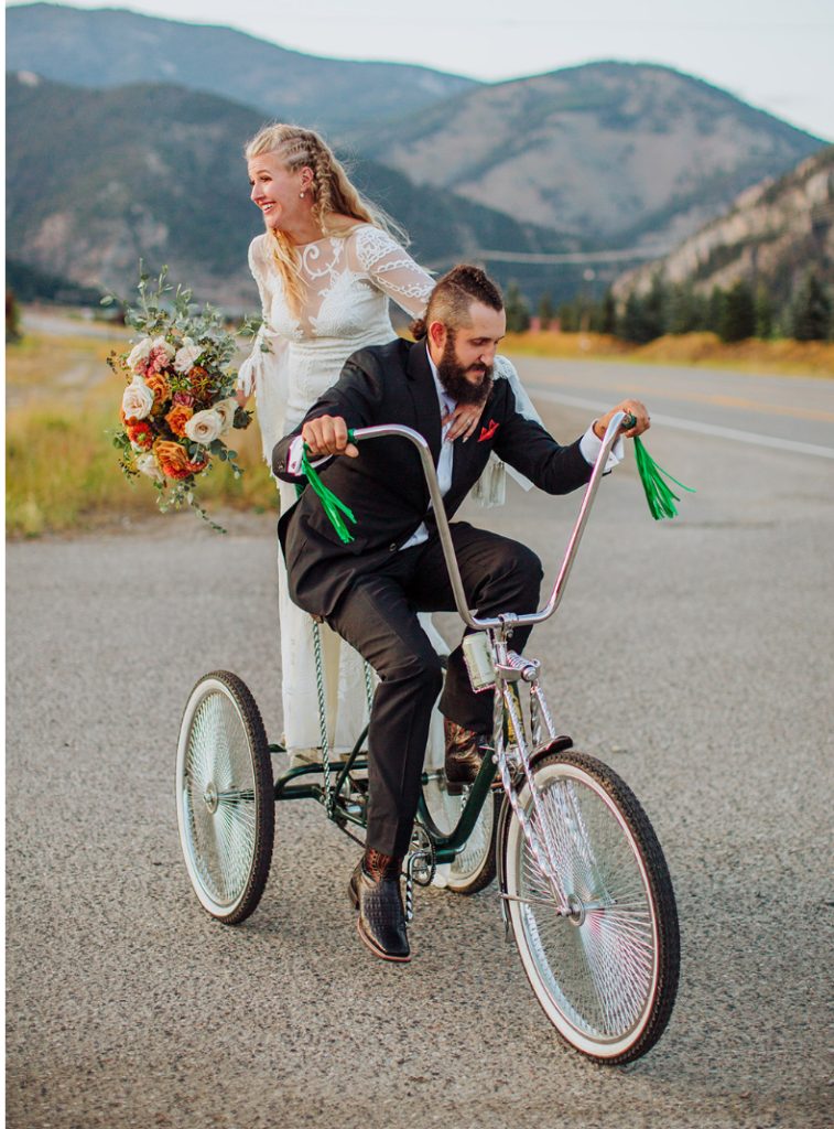 This bride's trike caused a lot of fun and entertainment at the wedding
