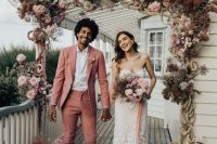 01 This wedding shoot was coastal and boho but with no sea greens and foam – only pink shades for a creative look