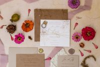 02 The wedding stationery for the shoot was done neutral, with natural botanical prints and a texture