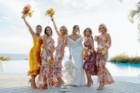 tropical floral bridesmaids dresses looks great