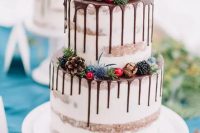 a cute drip winter wedding cake