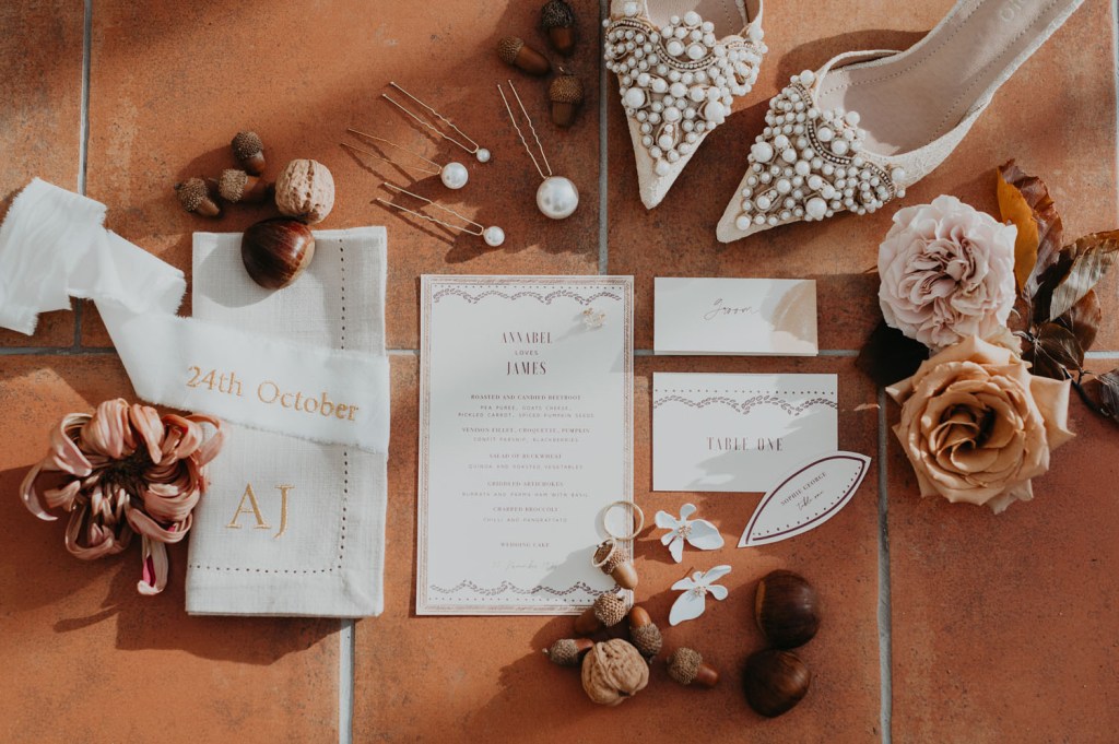 The wedding stationery was neutral, with fall colors, and looked very elegant