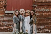 lovely bridesmaids in velvet dresses