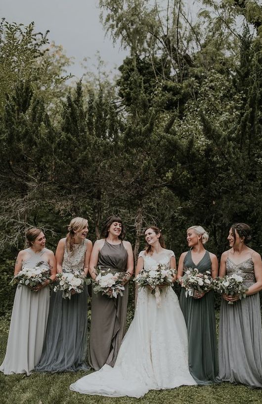 mismatching sleeveless maxi grey bridesmaid dresses are great for a wedding, they can fit many weddings