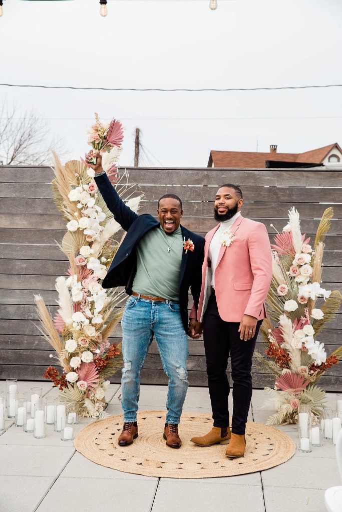 This couple went for a romantic industrial wedding shoot to celebrate their love once again