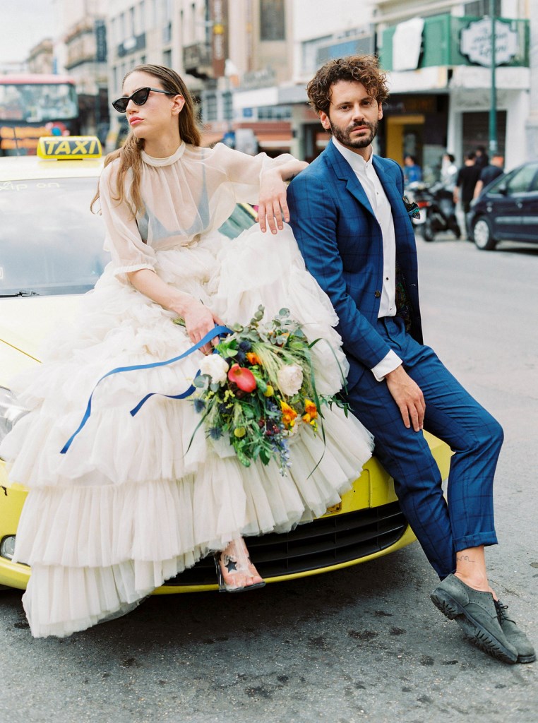 This urban city wedding shoot was created to inspire couples to come to Athens and have amazing bold weddings