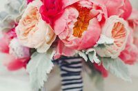 a romantic peony wedding bouquet