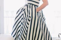 02 a striped nautical wedding ballgown with pockets is a lovely and bold idea for a nautical wedding and it looks one-of-a-kind