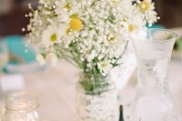 a cute and simple rustic wedding centerpiece