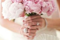 a white and pink wedding bouquet is a one flower arrangement that looks more interesting thanks to two different shades