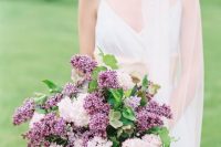 31 a wildly romantic blush and purple lilac wedding bouquet is a gorgeous idea for a garden bride, for a spring or summer one