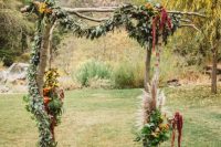 a boho wedding arch for a fall wedding
