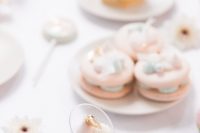 23 pretty iridescent souffle in a sheer glass topped with edible pearls and rhinestones is a gorgeous idea for an iridescent wedding