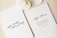 a chic and romantic minimalist wedding invitation suite with black calligraphy and lettering is a lovely idea for your minimal wedding