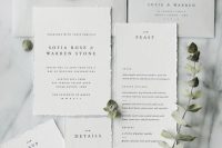 a clean minimalist wedding invitation suite with a raw edge and elegant envelopes is a gorgeous idea for a minimal wedding