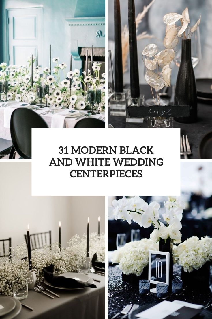 modern black and white wedding centerpieces cover