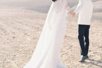 a modern bridal look for a beach wedding