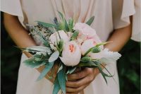 a cute bouquet with peonies