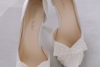 21 beautiful white wedding shoes with shiny pearl bows are a fresh take on traditional, a new way to wear pearls at a wedding