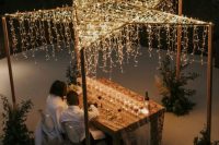 a stylish outdoor wedding lights idea