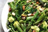 53 a salad of asparagus, avocado,greenery, beans and almonds is a delicious and fresh idea for a vegan wedding