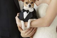 17 a stylish black and white striped tux with a bow tie is a perfect solution for an elegant or black tie wedding