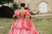 a nice pink wedding dress looks gorgeous