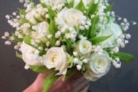 14 a spring wedding bouquet of lily of the valley and roses is a lovely and fresh solution you can make yourself