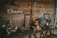 a rustic dessert table for a wedding