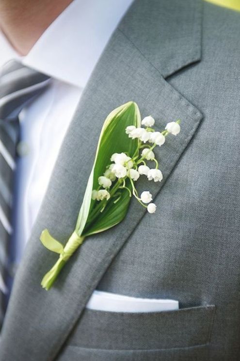 a pretty lily of the valley wedding boutonniere is a chic idea for a spring groom, it can be rocked anytime