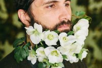 a lovely floral beard for a spring groom