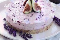 07 a creamy, dreamy, lilac coloured raw lavender cake, with coconut, fresh cherries and figs is a gluten and dairy-free solution for your wedding