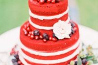 10 a red velvet wedding cake with blackberries, cherries, a blush bloom for a gorgeous summer wedding with a boho or rustic feel