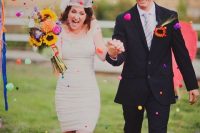 31 use colorful pompoms for your wedding exit instead of rice, petals and other stuff and make your exit fun and bold