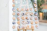 a cute donot wall for a wedding