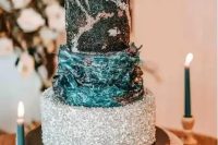 a stylish celestial wedding cake