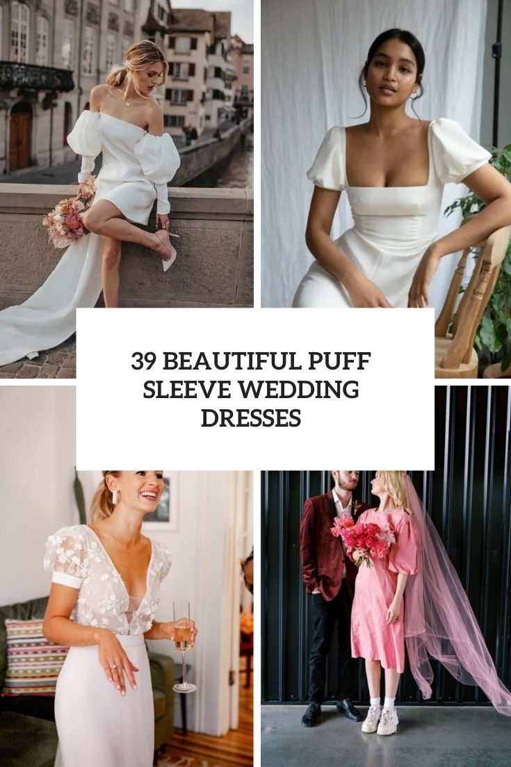 beautiful puff sleeve wedding dresses cover