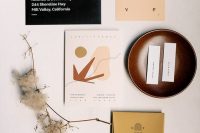 11 a bold and catchy yet minimal fall wedding invitation suite with abstract prints and catchy letters is amazing